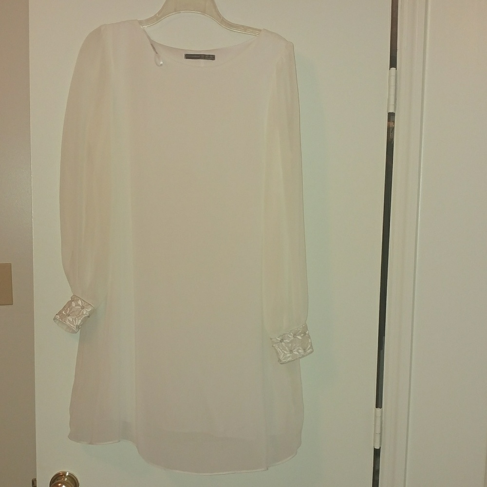 White Sheer Sleeved Dress